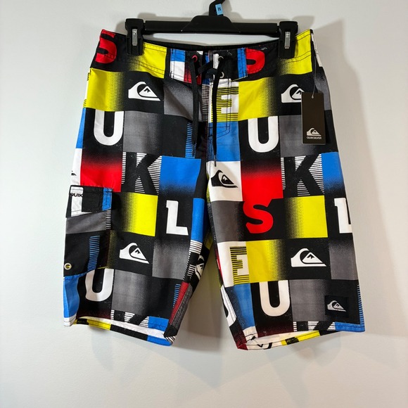 NWT Quiksilver Board Shorts‎ Swim Trunks Colorful Graphic Print Size 28 - Picture 1 of 4
